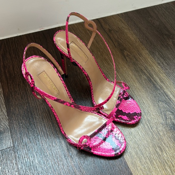 NWT Hot Pink Snakeskin Aquazurra Size 38 - Picture 1 of 6